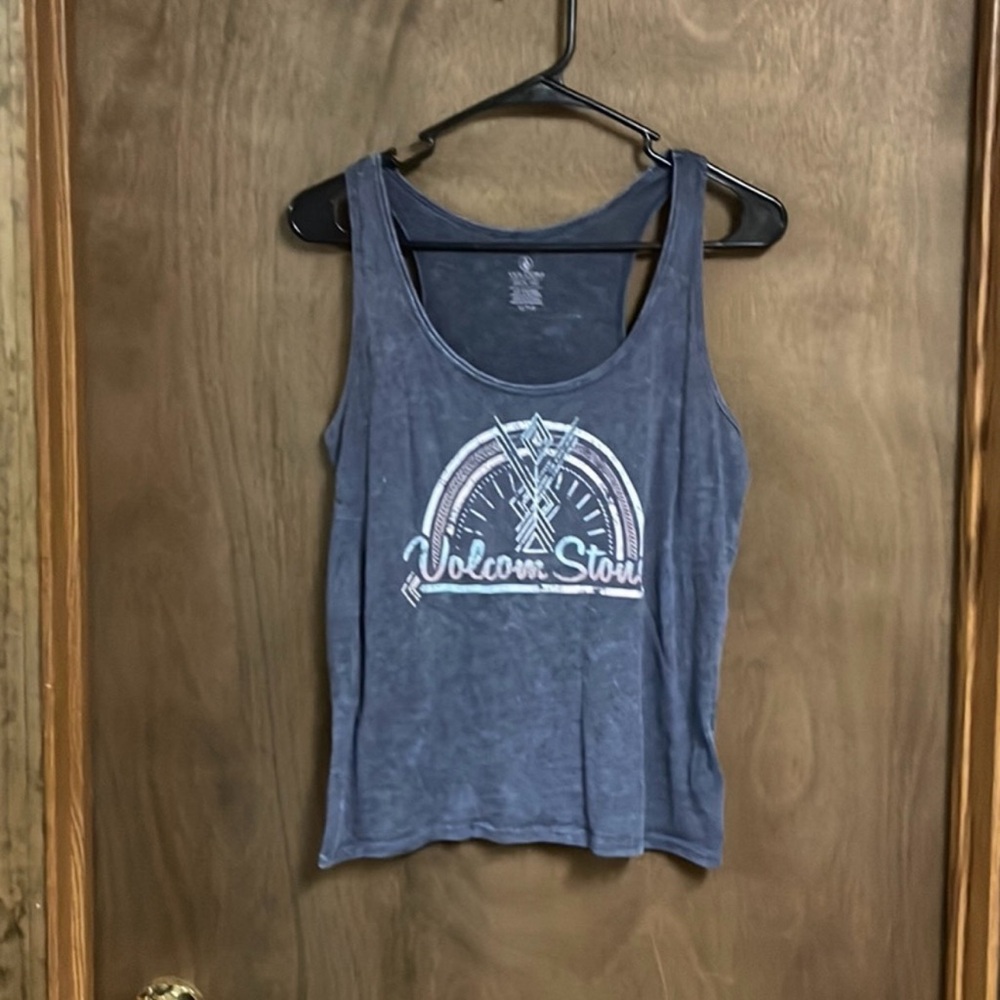 Volcom Tank Top Extra Small Logo Distressed Navy Blue Dark Gray